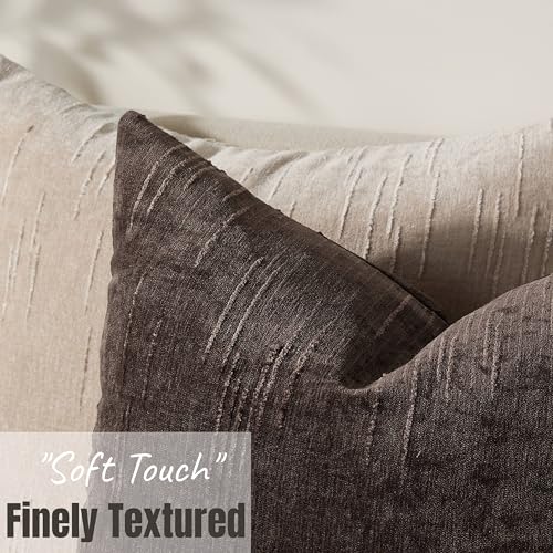 Set of 2 Summer Decorative Throw Pillow Cover 16x16, Solid Farmhouse Neutral Cushion Covers with Hidden Zipper, Soft Textured Throw Pillows for Bedroom Living Room Couch, Dark Brown - color: Dark Brown, size: 16" x 16" (Pack of 2)