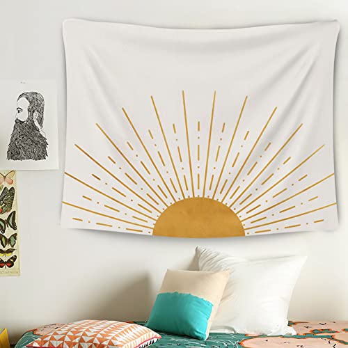 OGILRE Boho Gold Sun Sunrise Sunshine Abstract Home Girls Bedroom Decorations Wall Art Hanging Tapestry, Bohemia Sunset Tapestries, 50x60 Inch - color: SUN 2