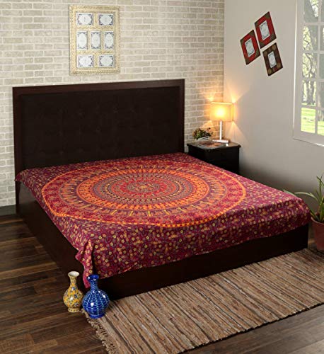 RAJRANG Red Hippie Tapestries - Elephant Mandala Tapestry Bohemian Bedspread Ethnic Boho Dorm Decor Wall Hanging - 90 X 84 Inches - size: 90"L x 84"W