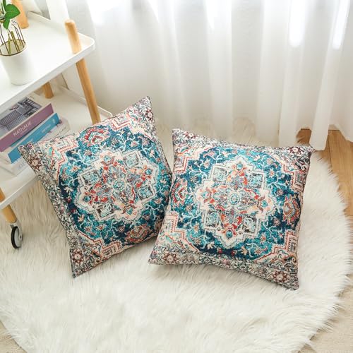Boho Throw Pillow Covers 16x16 inch Set of 2,Boho Vintage Carpet Pattern Antique Ethnic Decor Double Sided Pattern Cushion Cover Soft Pillow Case Living Sofa Room Bed Square Pillow Cover - color: Boho-11, size: 16" x 16" (Pack of 2)