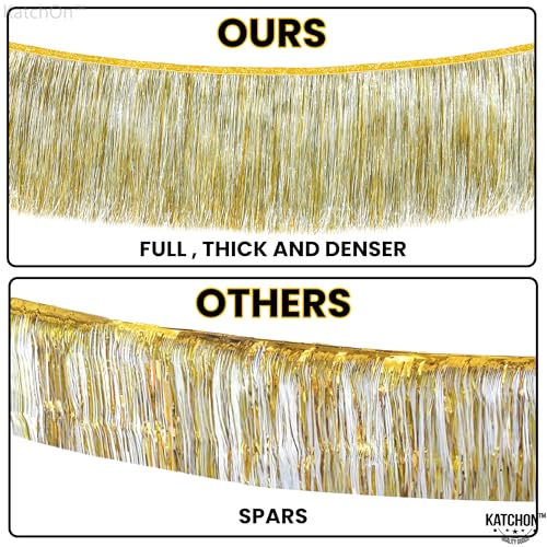 KatchOn, Silver and Gold Fringe Banner Garland - 6.5 Feet, Pack of 2 | Gold Fringe Garland for Golden Birthday Decorations Golden, Silver Streamers for Prom Graduation Decorations 2026 - color: Silver nad Gold