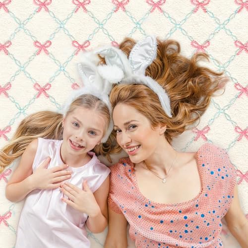 Drydiet Rug Boho Area Rugs 4'x6' Cute Sweet Scalloped Throw Rugs Aesthetic Soft Bedroom Carpet for Living Room Dining Playroom Nursery Family Indoor Dorm(Pink Bow) - style: Pink Bow