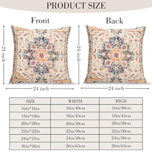 Boho Throw Pillow Covers 24x24 inch Set of 2,Boho Vintage Carpet Pattern Antique Ethnic Decor Double Sided Pattern Cushion Cover Soft Pillow Case Living Sofa Room Bed Square Pillow Cover - color: Boho-1, size: 24" x 24" (Pack of 2)