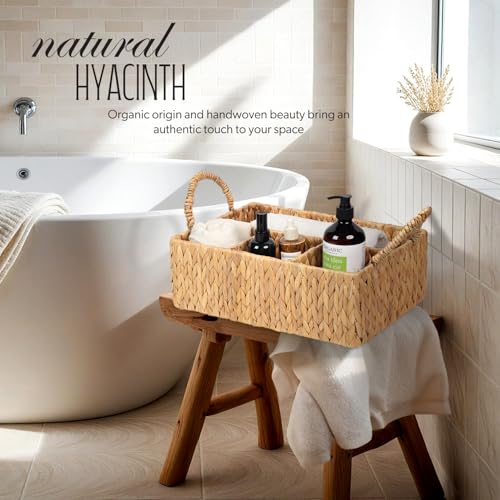 Divided Baskets with Handles, Storage Basket Natural for Organizing Bathroom Kitchen Shelves Office Supplies Organization, Wicker Storage Baskets 4 Section (1, Light Brown) - color: Light Brown