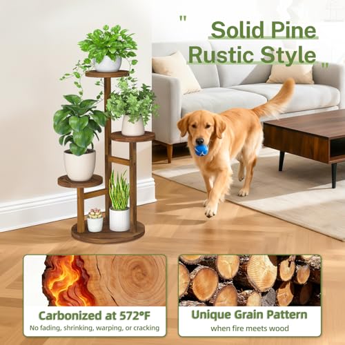 iDavosic.ly 3 Tier Plant Stand Indoor, Tiered Corner Wood Multiple Flower Holder Shelf, Tall Orchid Display Rack for Patio Porch Living Room Balcony Outdoor, Brown - color: Pine Brown, size: 3 Tiers