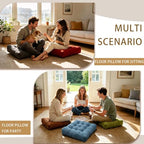 Floor Cushions Set of 2 Large Seat Pillows Square Seating Pad for Adults Tufted Meditation Cushion for Living Room Tatami Bedroom 18.8 x 18.8 Inch Light Grey - color: Light Grey