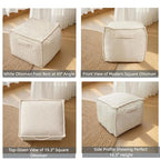 Ottoman Foot Rest Square Pouf with Side Handles - Soft Fabric with Storage, Easy to Move for Living Room, Home Decor & Daily Lounging,A Square Modern Foam Filled Foot Stool Perfect to Rest Your Feet