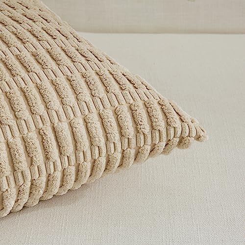 Fancy Homi Decorative Throw Pillow Covers for Bed Couch Bedroom Bench, Soft Corduroy Solid Pillow Case, Rustic Farmhouse Boho Room Decor,20" x 12" (Pack of 1),Tan - color: Tan, size: 20" x 12" (Pack of 1)