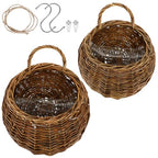 Yardwe 2Pcs Woven Hanging Basket Hanging Planter, Hanging Basket for Plant, Woven Storage Basket Hanging Flower Basket for Front Door, Home, Garden