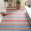 SAFAVIEH Montauk Collection Accent Rug - 4' x 6', Blue & Grey, Handmade Flat Weave Boho Stripe Cotton, Ideal for High Traffic Areas in Entryway, Living Room, Bedroom (MTK851F) - color: Blue/Grey, size: 4' x 6' (Rectangular)