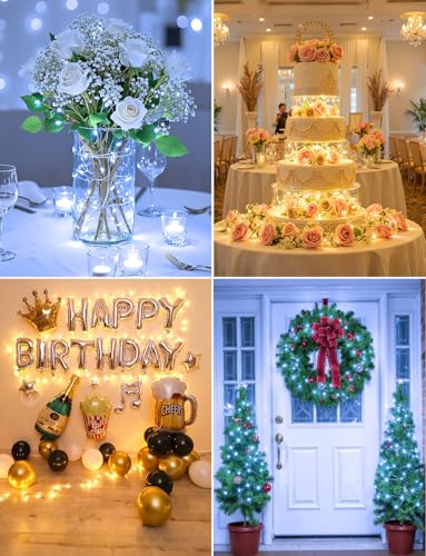 Brightown 14 Pack Warm White and White LED Fairy Lights Battery Operated String Lights, 7ft 20LED Waterproof Silver Wire String Lights, Firefly Starry Moon Lights for Mason Jars DIY Christmas Wedding - color: Warm White+White, size: 14 Pack
