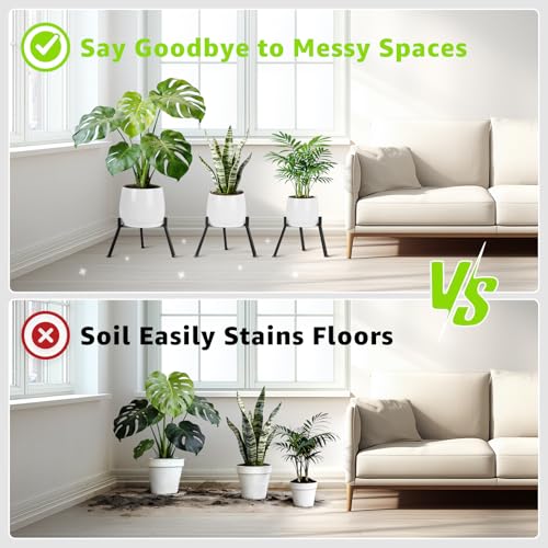 Metal Plant Stand Indoor Outdoor- Anti-Rust Metal Plant Stand, Stable Corner Plant Stands Fits 5.9 to 8.7 Inches Pots, Adjustable Heavy Duty Plant Pot Flower Holder for Patio, Garden, Home, Black - 1 Pack - size: M