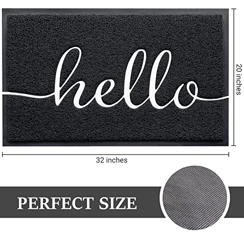 Door Mat (32"x20",Black), Welcome Mat Low Profile Front Doormat Indoor Outdoor Door Non Slip Rugs for Entryway, Patio, High Traffic Areas - color: Black-hello, size: 1'8" x 2'8" (Rectangular)