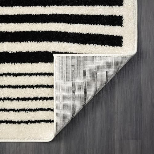 Abani Geometric Beige/Black Area Rug -5'3" x 7'6"- Modern 3D Lines Design - Deco Collection - Easy to Clean - Durable for High Traffic Areas -Living Room, Dining Room - Medium Pile - color: Geometric, size: 5' x 8' (Rectangular)