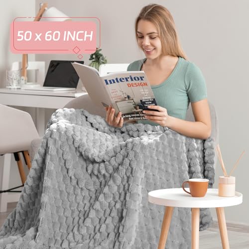 6 Pcs Flannel Throw Blanket Bulk 50 x 60 Inch, Turtle Velvet Jacquard Decorative Blankets Soft Lightweight Bed Throw for Sofa Pet Bed Party Outdoor Wedding Ideas Donation Homeless Gifts, Gray - color: Gray