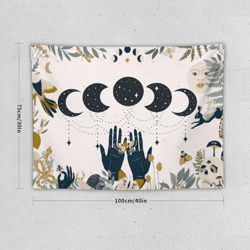 DDCBNS Witchy Moon Tapestry, Moon Phase Wall Hanging for Girls Bedroom & Living Room, 40" x 30" - color: Bohemian Style_05, size: 40"L x 30"W