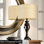 GO&SO Medium Drum Lamp Shades Set of 2 Woven Lampshades, 13" L x 13" H (E26 Spider),Farmhouse Lampshades for Table Lamp & Bedside Lamps, Replacement Lamp Shade In Hand Crafted,Easy Assembly Required - color: Hand-woven fabric, size: 13*13*10IN-2PC