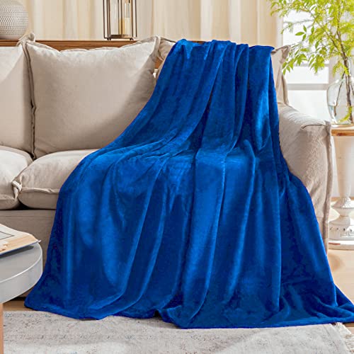 JIAHANNHA Royal Blue Throw Blanket Fleece Blanket 50"x60",Super Soft Cozy Plush Throw Blanket for Couch Sofa Bed,Warm and Lightweight Bed Blankets for Adults - color: Royal Blue, size: Throw(50"×60")
