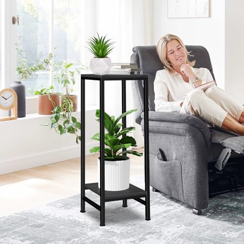 Plant Stand Indoor, Tall Plant stands for Indoor Outdoor Plants, 2 Tier Heavy Duty Plant Shelf 31" Metal Pedestal Stand Modern Corner Flower Stand for Patio, Living Room, Balcony(Black) - color: black, size: 31''
