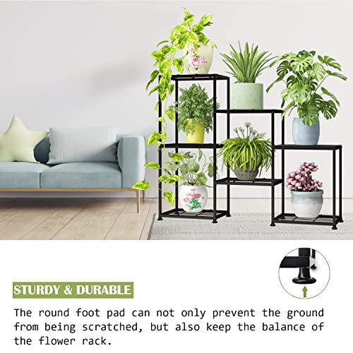 Metal Plant Stand Indoor Metal Plant Stands Outdoor Tiered Plant Shelf for Multiple Plants, 3 Tiers 7 Potted Ladder Plant Holder Table Plant Pot Stand for Window Garden Balcony Living Room