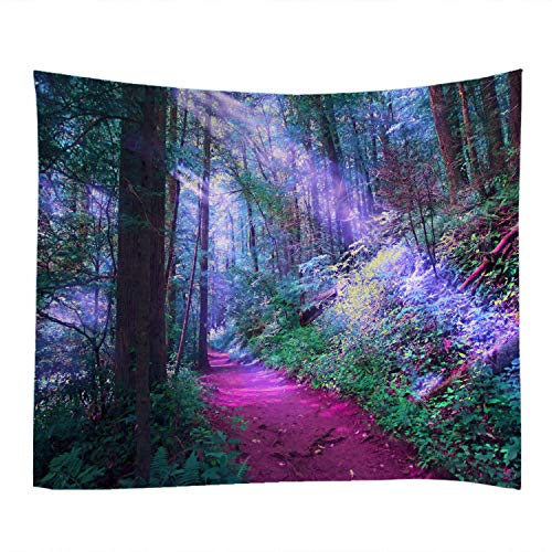 LYFANS Sun Red Forest Print Tapestry Decorative Wall Art Tablecloth Sheets Picnic blanket Beach towel Bedroom Dormitory Living Room Multifunctional tapestry 79x59 inches - color: Fabric Tapestry Sunshine Red Forest, size: 79x59inch