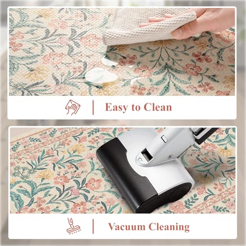 Collive Anti Fatigue Kitchen Mats, Cushioned Floral Kitchen Rugs Non Slip Waterproof Sink Mat, Memory Foam Comfort Standing Rug for Office, Laundry, Bedroom, Home Decor, 20"x39" Pink - color: Pink, size: 39"L x 20"W x 0.5"Th