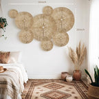 Yerliker 8 Pack Boho Wall Baskets Decor Large Hanging Woven Wicker Wall Art 23", 21", 15", 13", 12", 10", 8", 7" round Decorative Baskets for Bedroom, Living Room, Home, Office