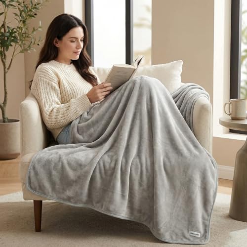 Fleece Throw Blanket 50" x 70" - Soft Cozy Polyester Plush Blanket, Lightweight Warm Throw for Couch Bed Sofa Chair, All Season Use, Grey - color: Grey