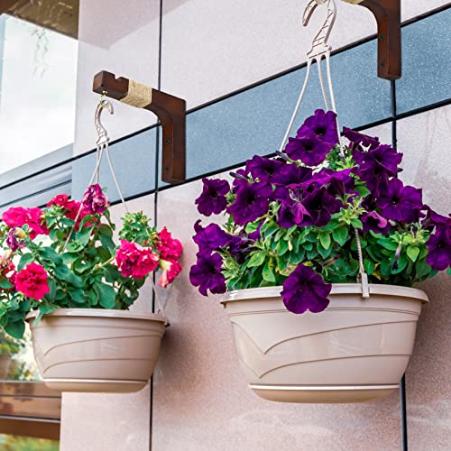 Plant Hanger Hooks for Indoor Hanging Plants, 2 Pack Rustic Farmhouse Wooden Hanging Basket Wall Bracket Plant Hooks for Indoor Outdoor Flower Pots Lanterns Wind Chime Balcony Light Garden Decoration - color: Brown