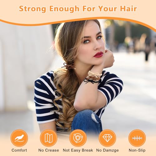 12 PCS Braided Hair Ties Bow Tie Hair Bracelets for Women Girls Elastic Hair Ties No Damage Ponytail Holders - color: Neutral