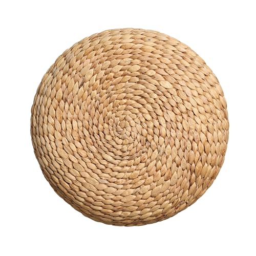 JONATHAN Y Aimee 16" Handwoven Water Hyacinth Round Pouf Ottoman, Bohemian Two-Tone Black and Natural Decorative Footstool for Living Room, Bedroom, Entryway TBL2500A - color: Black/Natural - Two Tone