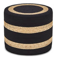 Wimarsbon 18'' Ottoman Pouf, Natural Braided Poof, Rustic Handweave Lounge Pouffe, Boho Footrest Stool for Bedroom, Accent Table or Seat for Living Room (Natural Water Hyacinth + Black Cotton Rope) - color: 18inch Natural Water Hyacinth + Black Cotton Rop