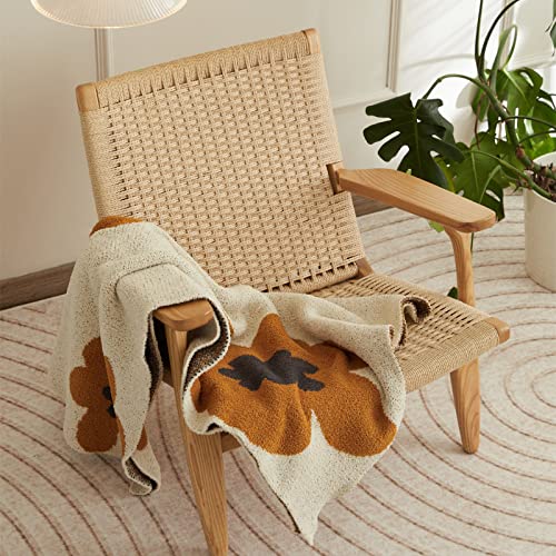 Floral Throw Blanket Big Flower Pattern Soft Cozy Warm Fuzzy Fluffy Microfiber Feather for Couch Bed Sofa Baby Pets Home Decor All Season (Chen Orange, 47''x59'') - color: Chen Orange