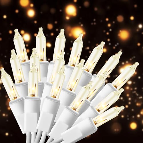 Christmas Lights,100 Count Lights with White Wire,21ft UL Certified Tree String Lights for Indoor Outdoor Christmas Decoration,Home Garden,Party Decorations (Warm White) - color: Warm White