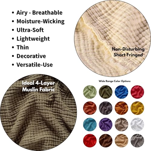Muslin Blanket - Pure 100% Turkish Cotton Airy Soft Light Versatile Gauze Throw Blanket for Bed, Couch, Sofa (Beige, Twin XL Size (71" x 95" inch)) - color: Beige, size: Twin XL Size ( 71" x 95" inch )