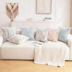 Boho Throw Pillow Covers Set of 2-18x18 Inch Farmhouse Tufted Pillow Covers Neutral Chenille Boho Throw Pillows, Accent Fluffy Pillow Cases for Couch Living Room Bed Sofa, Yellow and White - color: Yellow, size: 18" x 18" (Pack of 2)
