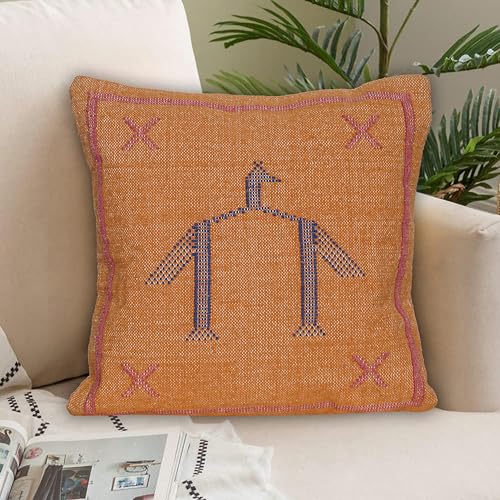 Indian Cotton Cushion Cover Sabra Kilim Pillow Cover Designer Decorative Sofa 18x18 Inche Handwoven Cushion Case for Farmhouse Home Decor Spring Decorative Pillow (Pattern 24) - color: Pattern 24