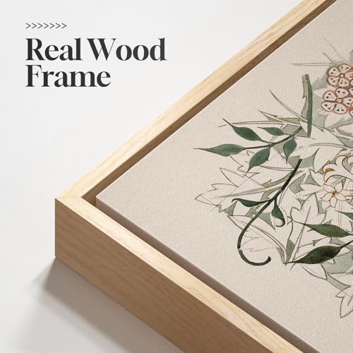 Framed Large William Morris Canvas Wall Art Set of 3, Vintage Nature Floral Artwork Prints, Boho Neutral Botanical Wall Decor for Living Room, Bedroom, Hallway and Office, Total Size 30x60 - color: Neutral Floral, size: 20"W x 30" H x 3Pcs