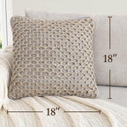 Boho Living 18x18 Grey Throw Pillow Covers with Pillow Insert Included, Pack of 1 - color: Grey, size: (1) 18" x 18" Pillow Cover With Insert