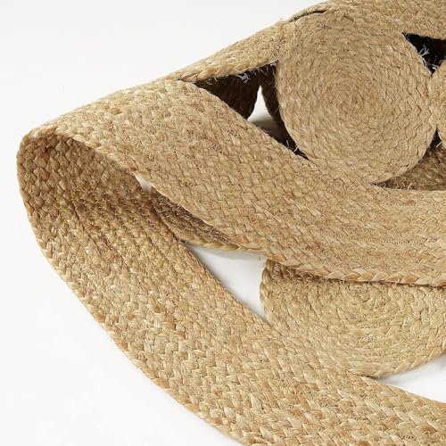 GRUHUM Jute Area Rug 7ft Natural Fiber Round Handmade Boho Charm Farmhouse Soft Bohemian Braided Reversible Rustic Vintage Rugs for Indoor Kitchen Bedroom Living Room Hallways Enterways(7'ft Round) - color: Natural- 28, size: 7' (Round)