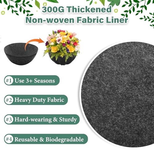 Riare 8 Pack 12 Inch Round Fabric Planter Basket Liner- Hanging Basket Liners Replacement Coco Fiber Liner Alternative for Hanging Basket Flowers (Prevent Birds from Nesting) - size: 12inch