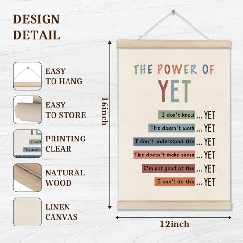 DOI-LANEE Growth Mindset Positive Affirmations Wall Decor,Set of 2, Mental Health Posters Inspirational Hanger Frame for Therapy Office Nursery Playroom Bedroom Classroom School Counselor - color: Off-White06