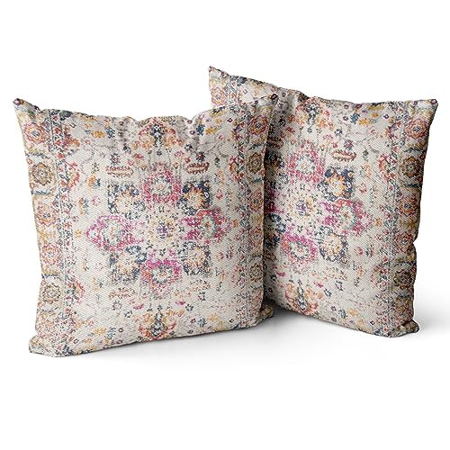 Snycler Boho Throw Pillow Covers 18x18 inch Set of 2 Burnt Yellow Terracotta Rust Colored Throw Pillows Double Sided Boho Home Soft Decor for Bedroom Living Room Couch & Sofa (No Inserts) - color: Boho-12, size: 18" x 18" (Pack of 2)