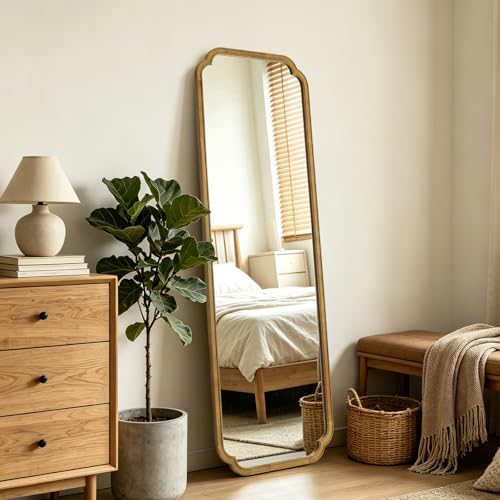 WallBeyond Full Length Mirror Wall Mounted 65"x22", Rustic Wooden Frame Floor Mirror, Large Full Body Mirror for Bedroom, Leaning or Hanging Against Wall, Natural - color: Natural a, size: 65"L x 22"W