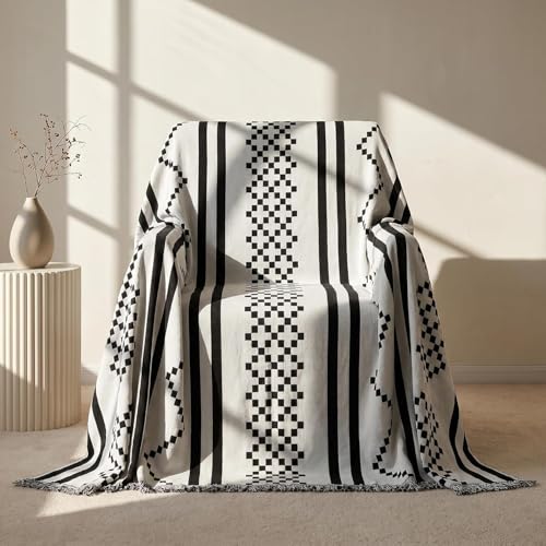 amorus Bohemian Throw Blanket Chenille Jacquard Tassels Cover, 63"*71",NO.2 | Boho Style blankets, modern Geometric, warm & cozy. For couch, bed, outdoor, car - color: Pattern 2, size: 63x71 in