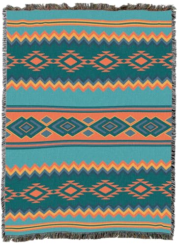 Pure Country Weavers Desert Rain - Western Tapestry Throw Blanket Woven from Cotton - Made in The USA (72x54) - color: Desert Rain