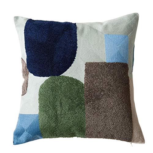 vctops Boho Geometric Tufted Decorative Throw Pillow Cover Farmhouse Cotton Embroidery Accent Square Cushion Case for Couch Sofa Bed (EmbroideryH, 18"x18") - color: Embroideryh, size: 18" x 18" (Pack of 1)