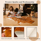 Huichenxing2021FURSTORE Faux Deer Skin Rug,Animal Deer Hide Rug Antelope Print Skin Faux Reindeer Cow Hide Area Rugs for Living Room Bedroom 5.3x6.6ft - color: Deer 78.7''l X 63''w