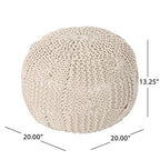 Christopher Knight Home Ansel Knitted Cotton Pouf, Beige - color: Beige