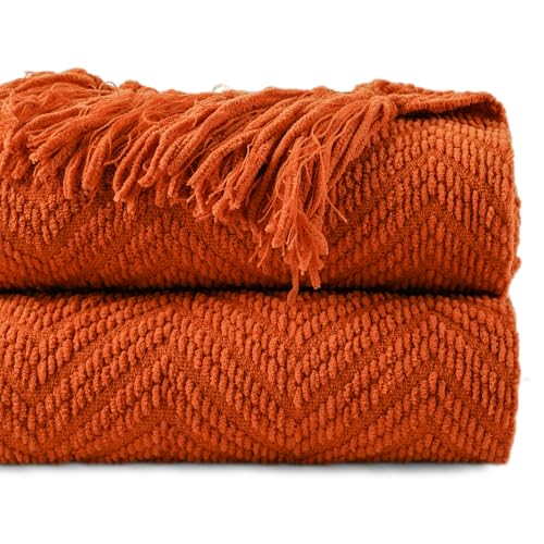 BATTILO HOME Burnt Orange Throw Blanket for Couch, Halloween Throw Blanket for Home Decor, Fall Decorations for Bed, Sofa and Living Room, 50"x60" - color: Orange, size: 50"x60"